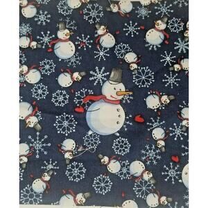 Snowman Fabric Scraps Quilting, Crafts Sewing Cotton 9" x 6" Lot of 48 Navy Blue